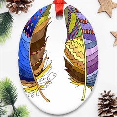 Feathers Design T- Shirtfeathers T- Shirt Ornament (oval) by ZUXUMI