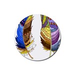 Feathers Design T- Shirtfeathers T- Shirt Rubber Coaster (Round) Front