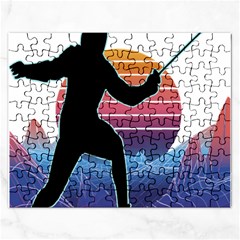 Fencing Funny T- Shirt Fencing Sport Fencing T- Shirt (1) Rectangular Jigsaw Puzzl by ZUXUMI