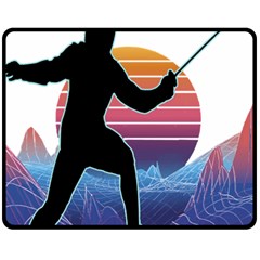 Fencing Funny T- Shirt Fencing Sport Fencing T- Shirt (1) Two Sides Fleece Blanket (medium) by ZUXUMI