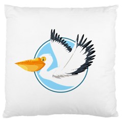 Pelican T-shirtwhite Look Calm Pelican 08 T-shirt (1) Large Cushion Case (one Side) by EnriqueJohnson