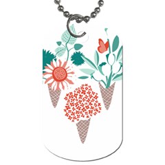 Flowers T- Shirt Midsummer I Scream Flower Cones    Print    Green Aqua And Orange Flowers Bouquets Dog Tag (one Side) by ZUXUMI