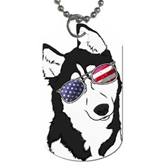 Fourth Of July T- Shirt Patriotic Husky T- Shirt Dog Tag (one Side) by ZUXUMI