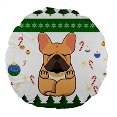 French Bulldog T- Shirt Cute French Bulldog Christmas T- Shirt (1) Large 18  Premium Round Cushions by ZUXUMI