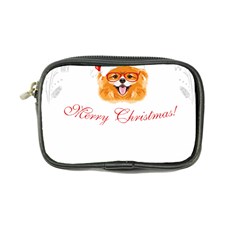 Pomeranian Dog T-shirthappy Pomeranian Dog Wearing Eyeglasses And Santa Hat T-shirt Coin Purse by EnriqueJohnson