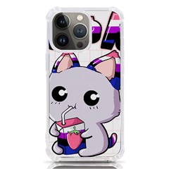 Genderfluid T- Shirt Genderfluid Pride Kawaii Cat Strawberry Milk T- Shirt Iphone 13 Pro Tpu Uv Print Case by ZUXUMI