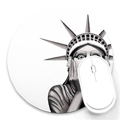 Funny Statue Of Liberty Parody Round Mousepad by Sarkoni