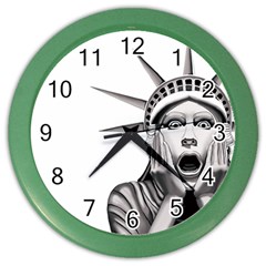 Funny Statue Of Liberty Parody Color Wall Clock by Sarkoni