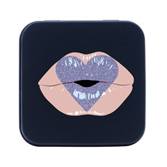 Lips -18 Square Metal Box (black) by SychEva