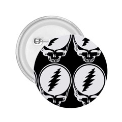 Black And White Deadhead Grateful Dead Steal Your Face Pattern 2 25  Buttons by Sarkoni