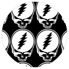 Black And White Deadhead Grateful Dead Steal Your Face Pattern Round Trivet by Sarkoni