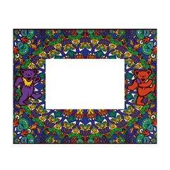 Grateful Dead Pattern White Tabletop Photo Frame 4 x6  by Sarkoni