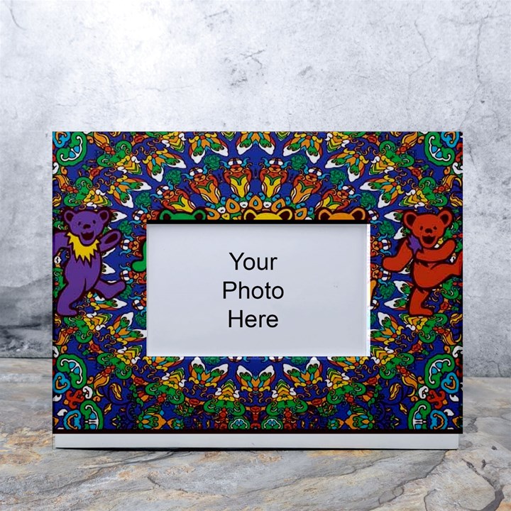 Grateful Dead Pattern White Tabletop Photo Frame 4 x6 