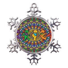 Grateful Dead Pattern Metal Large Snowflake Ornament by Sarkoni