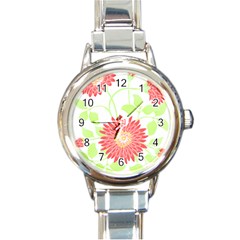 Flowers Lover T- Shirtflowers T- Shirt (8) Round Italian Charm Watch by EnriqueJohnson