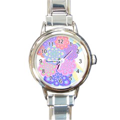 Flowers T- Shirt Flower Bouquet Pink, Purple, Blue T- Shirt Round Italian Charm Watch by EnriqueJohnson