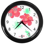 Hawaii T- Shirt Hawaii Flower Fashion T- Shirt Wall Clock (Black) Front