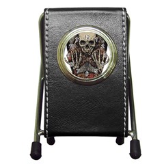 Gray And Multicolored Skeleton Illustration Pen Holder Desk Clock by uniart180623