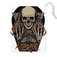 Gray And Multicolored Skeleton Illustration Drawstring Pouch (5xl) by uniart180623