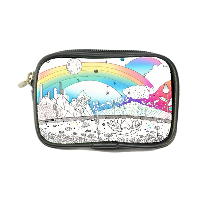 Rainbow Fun Cute Minimal Doodle Drawing Coin Purse