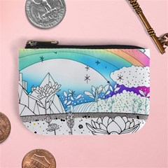 Rainbow Fun Cute Minimal Doodle Drawing Mini Coin Purse by uniart180623