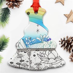 Rainbow Fun Cute Minimal Doodle Drawing Christmas Tree Ornament (two Sides) by uniart180623