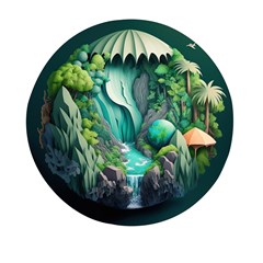 Waterfall Jungle Nature Paper Craft Trees Tropical Mini Round Pill Box (pack Of 3) by uniart180623