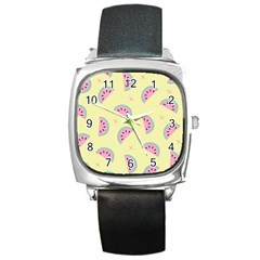 Watermelon Wallpapers  Creative Illustration And Patterns Square Metal Watch by Ket1n9