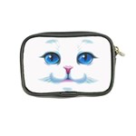 Cute White Cat Blue Eyes Face Coin Purse Back