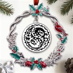 Ying Yang Tattoo Metal X mas Wreath Holly leaf Ornament Front