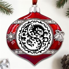 Ying Yang Tattoo Metal Snowflake And Bell Red Ornament by Ket1n9