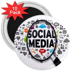 Social Media Computer Internet Typography Text Poster 3  Magnets (10 Pack)  by Ket1n9