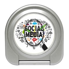 Social Media Computer Internet Typography Text Poster Travel Alarm Clock by Ket1n9