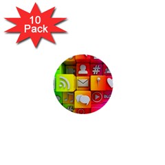 Colorful 3d Social Media 1  Mini Buttons (10 Pack)  by Ket1n9