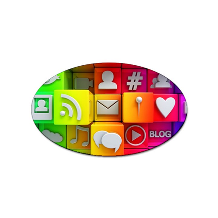 Colorful 3d Social Media Sticker Oval (100 pack)