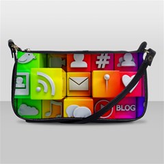 Colorful 3d Social Media Shoulder Clutch Bag by Ket1n9