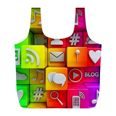 Colorful 3d Social Media Full Print Recycle Bag (l) by Ket1n9