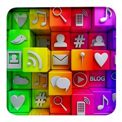 Colorful 3d Social Media Square Glass Fridge Magnet (4 Pack) by Ket1n9