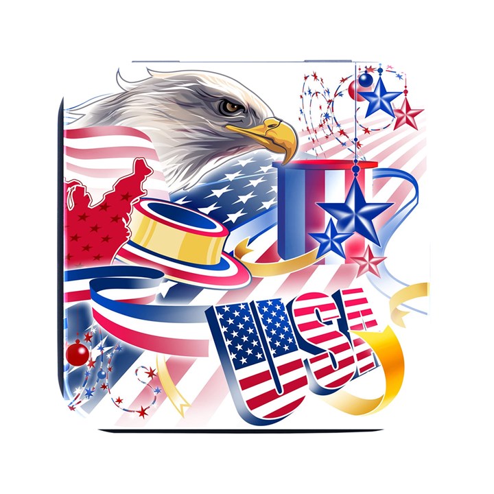 Independence Day United States Of America Square Metal Box (Black)