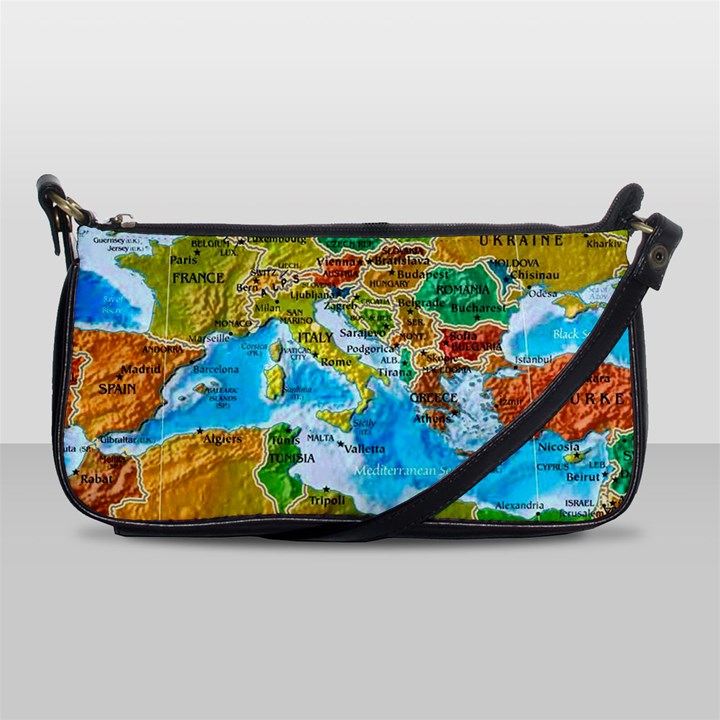 World Map Shoulder Clutch Bag