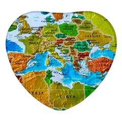 World Map Heart Glass Fridge Magnet (4 Pack) by Ket1n9