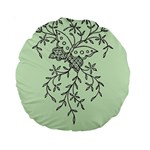 Illustration Of Butterflies And Flowers Ornament On Green Background Standard 15  Premium Round Cushions Front