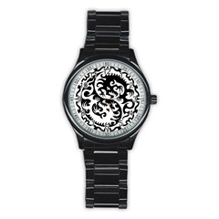 Ying Yang Tattoo Stainless Steel Round Watch by Ket1n9