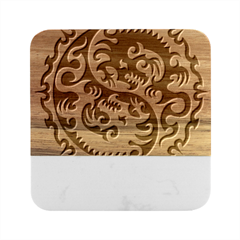 Ying Yang Tattoo Marble Wood Coaster (square) by Ket1n9