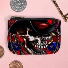 Confederate Flag Usa America United States Csa Civil War Rebel Dixie Military Poster Skull Mini Coin Purse by Ket1n9