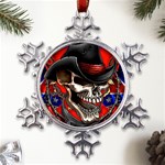 Confederate Flag Usa America United States Csa Civil War Rebel Dixie Military Poster Skull Metal Large Snowflake Ornament Front