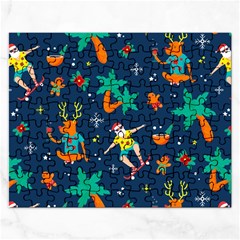 Colorful Funny Christmas Pattern Rectangular Jigsaw Puzzl by Ket1n9