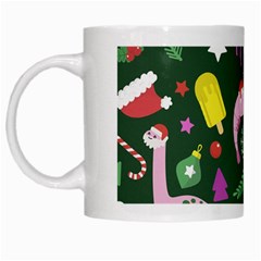 Dinosaur Colorful Funny Christmas Pattern White Mug by Ket1n9