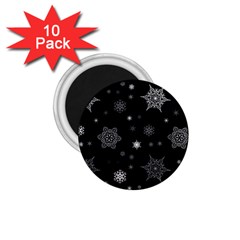 Christmas Snowflake Seamless Pattern With Tiled Falling Snow 1 75  Magnets (10 Pack)  by Ket1n9