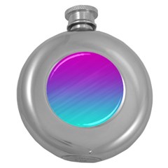 Background-pink-blue-gradient Round Hip Flask (5 Oz) by Ket1n9